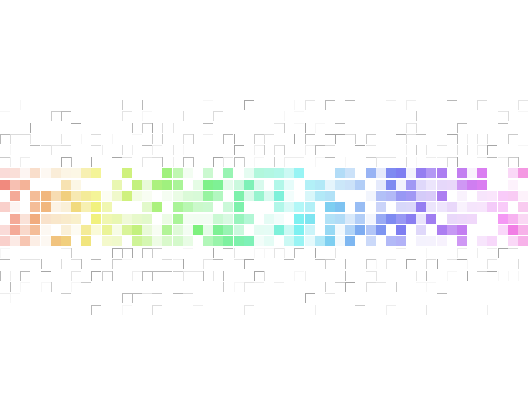 A grid of squares generated from css-doodle in full-spectrum color. It's reminiscent of a GitHub commit graph, yet evokes a fuller vision that mere contribution.