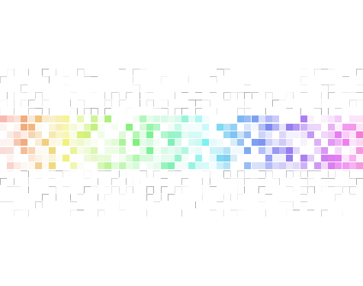 A grid of squares generated from css-doodle in full-spectrum color. It's reminiscent of a GitHub commit graph, yet evokes a fuller vision that mere contribution.