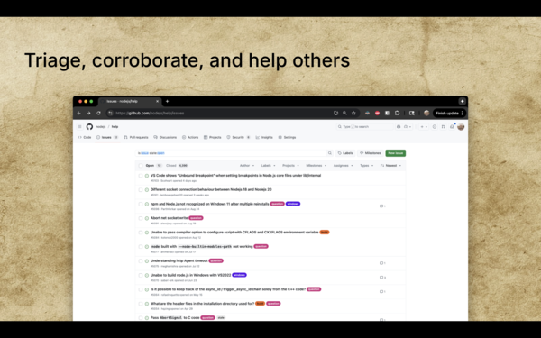 A screenshot of a GitHub issue log.