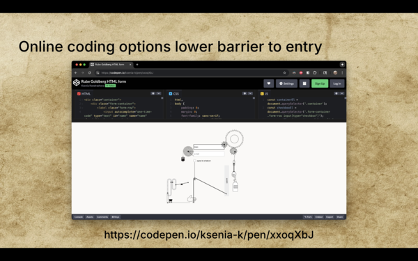 A screenshot of a codepen